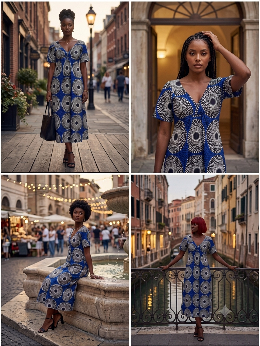 Royal Blue Aura African Print Dress