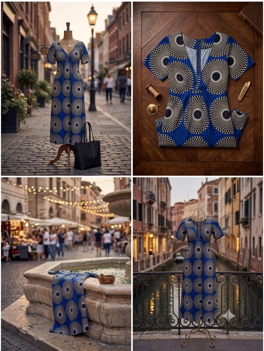 Royal Blue Aura African Print Dress