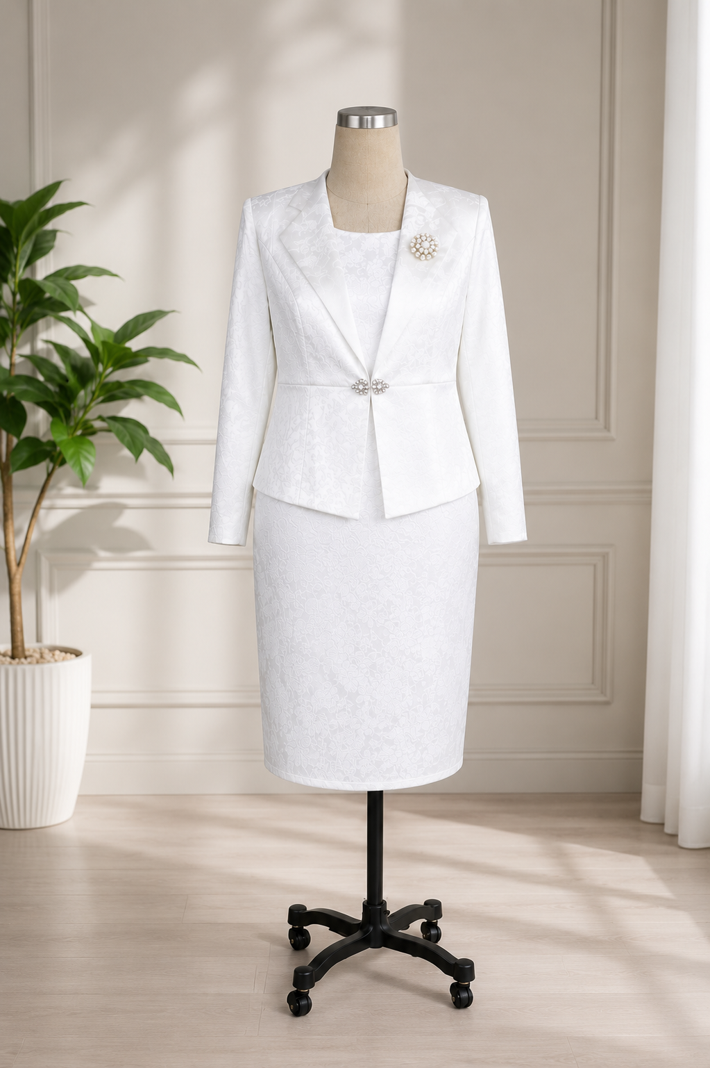 Elegant Women's White Church Suit